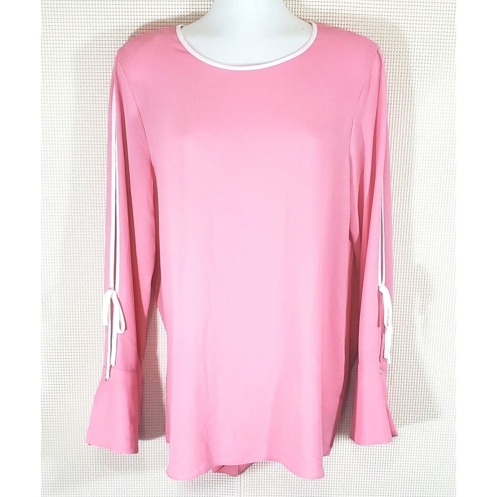 Vince Camuto Top Blouse Small Light Pink Tunic Long Slit Sleeves Sides